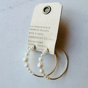 NWT Anthropologie Large Pearl Hoop Earrings